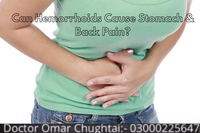 Can hemorrhoids cause stomach and back pain?